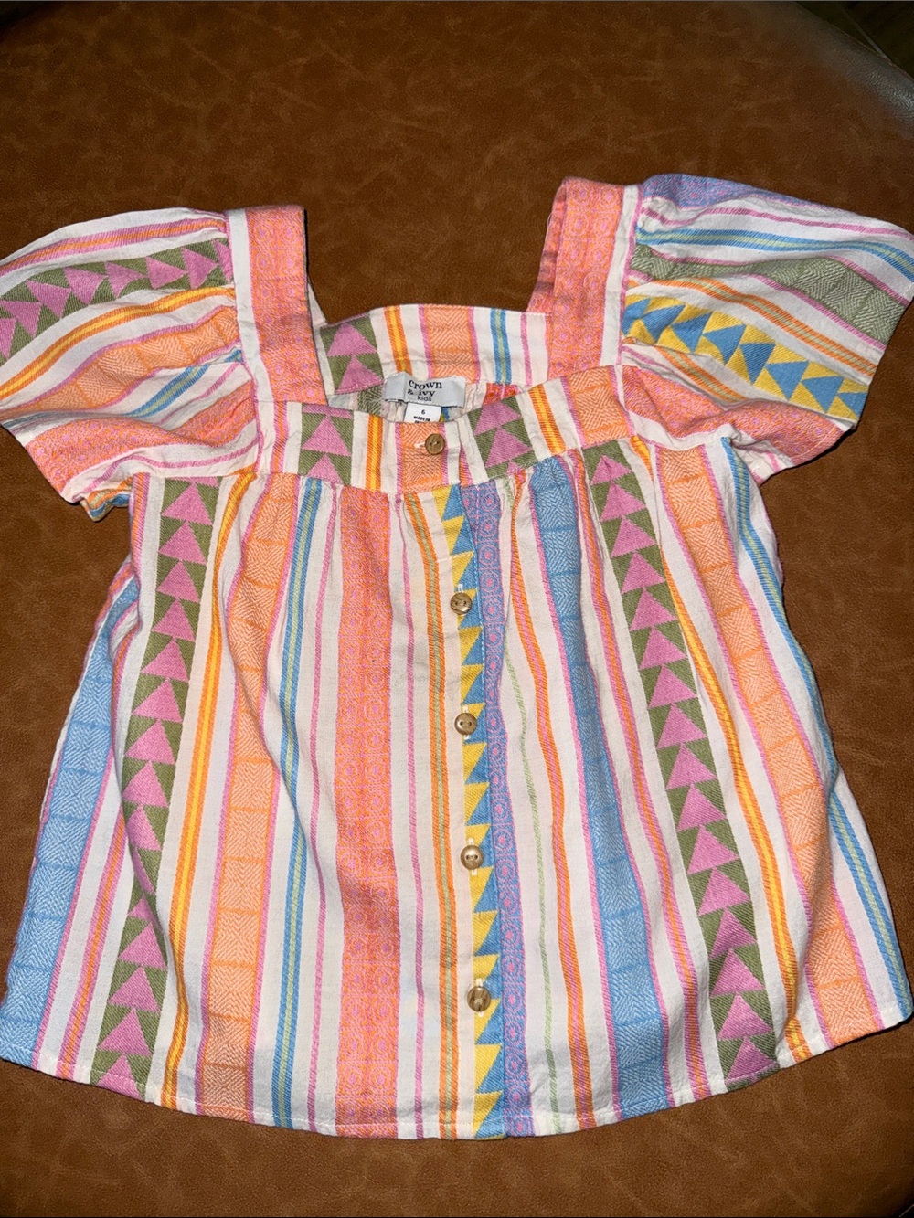 Crown & Ivy Girls Size 6 Multicolor Striped Top